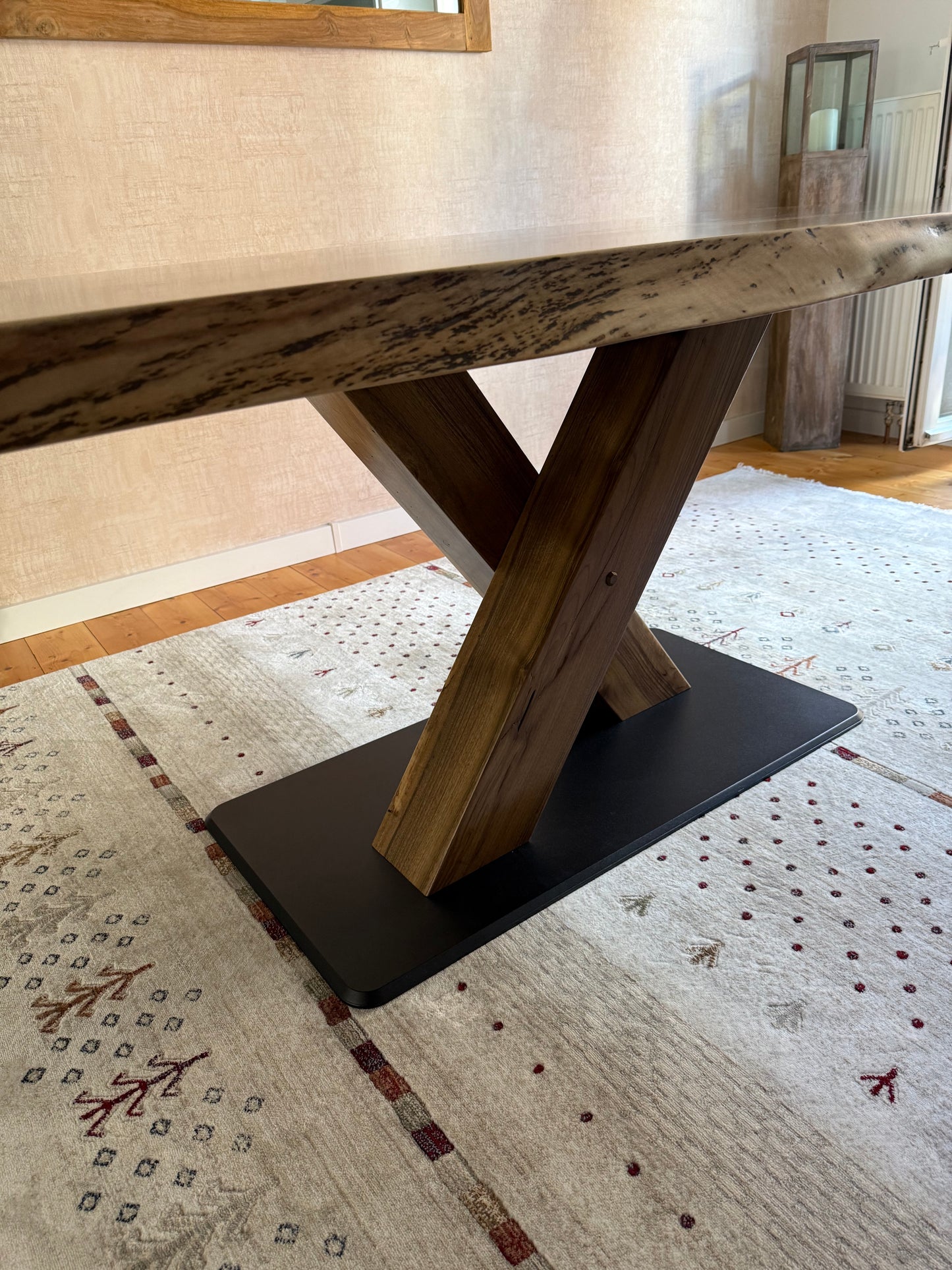 Walnussplatte | Tischgestell Nussbaum X Metall