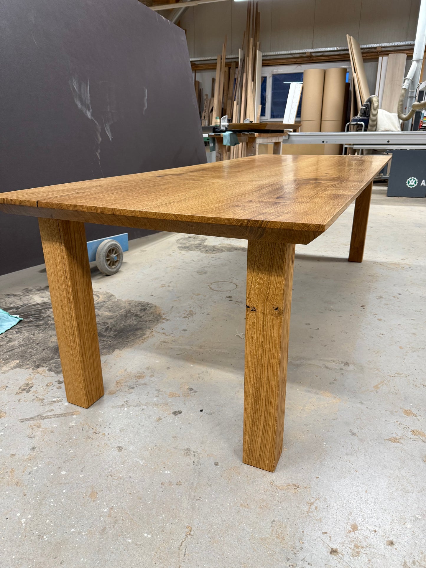 Eichenholztisch mit Schweizer Kante 250cm +Ansteckplatte