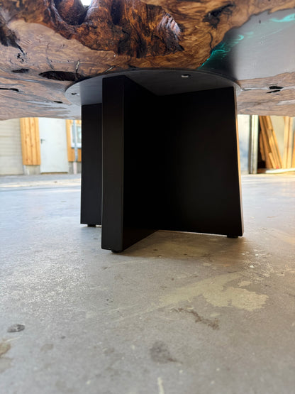 Wurzelholztisch - Olivenholzscheibe kombiniert mit Epoxidharz